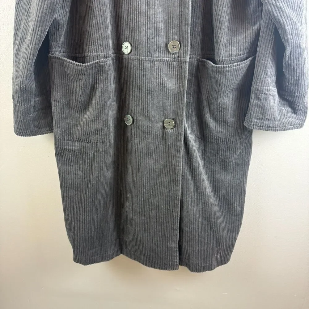 Gudrun Sjoden Gray Corduroy Coat Jacket Button Up Lagenlook Boho Size M - Picture 3 of 16